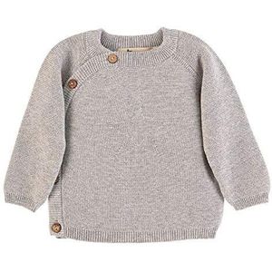 Sterntaler Unisex Gots gebreide jas voor kinderen met knoopsluiting aan de zijkant en sterrenmotief, lichtgrijs, gemêleerd, 86