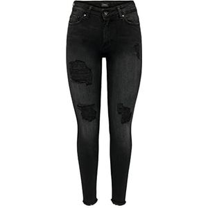 ONLY OnlBlush Mid Raw Enkeldest Skinny Fit Jeans voor dames, Washed Black, (L) W x 30L
