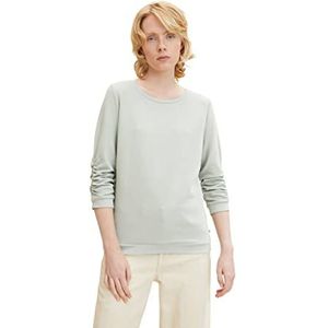 TOM TAILOR Denim Dames Basic sweater met plooien 1034514, 12792 - Soft Greyish Green, XXL