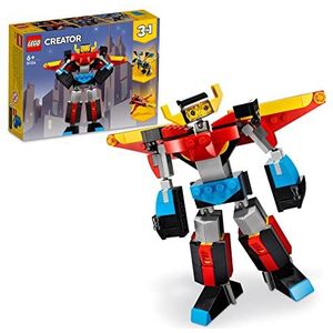 LEGO Creator 3in1 Superrobot, Draken Figuur en Straaljager Vliegtuig Speelgoed, Creatief Bouwpakket voor Jongens en Meisjes, Cadeau voor Kinderen 31124