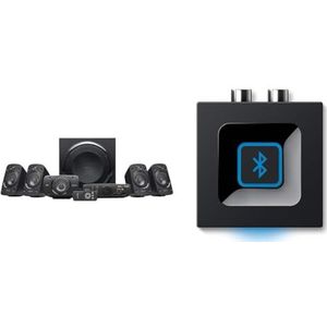 Logitech Surround Sound Luidsprekersysteem Z906 - Zwart & Logitech Draadloze Bluetooth Audio Ontvanger - Zwart/Blauw