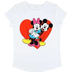 Disney Classics Mickey Classic - BE MINE Women's Rolled-sleeve White L