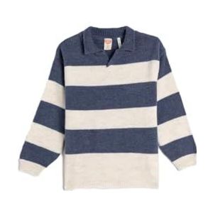 Koton Babyboys Polo Neck Long Sleeve Soft Touch Sweater, ecru strip (0s1), 6-9 Maanden