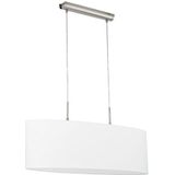 EGLO Hanglamp Pasteri, 2-pits textiel hanglamp, ovaal design van staal en stof, kleur: nikkel mat, wit, fitting: E27, L: 75 cm