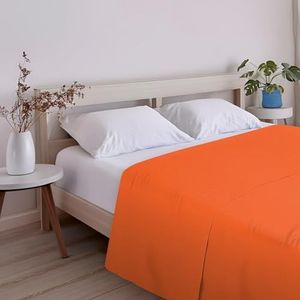 ECOMMERC3 Extra zacht en comfortabel laken voor bedden van 105 cm, oranje, gemaakt in Spanje, ademend, onderhoudsvriendelijk