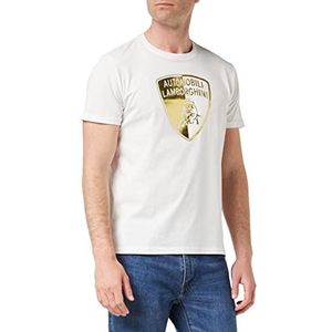 Automobili Lamborghini HALVED Shield T-shirt voor heren - wit - Small