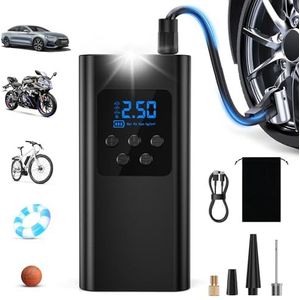 Singphere Autobandenpomp, draagbare luchtcompressor, 45 l/min, krachtig, snelle elektrische pomp met led, batterij 6000 mAh, 4 modi voor auto's, fietsen, motorfietsen en ballen