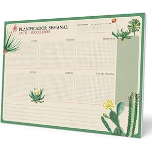 Grupo Erik A4 Weekplanner Botanical Cacti - Bureauplanner met 54 afscheurbare vellen - Tafelkalender - Spaans