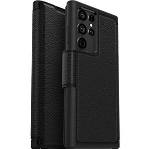 OtterBox Strada-hoesje voor Samsung Galaxy S22 Ultra, schokbestendig, valbestendig, lederen folio met kaarthouder, 3x getest volgens militaire standaard, Zwart, Geen Retailverpakking