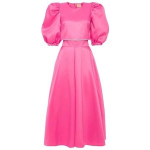 Swing Fashion Roze set lange 7/8-rok + kort bovendeel met volumineuze korte mouwen bubble | maat 36, roze, 36