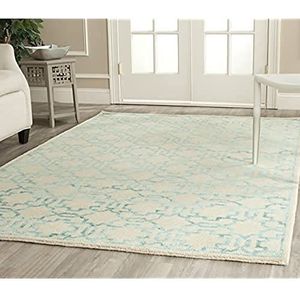 Safavieh Woonkamer tapijt, MOS152, handgemaakte wol en viscose, crème/aqua-blauw, 160 x 230 cm
