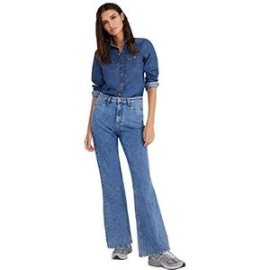 Springfield Jeans Flare gevlochten lussen, duurzaam, middenblauw, normaal voor dames, Medium Blauw, 36