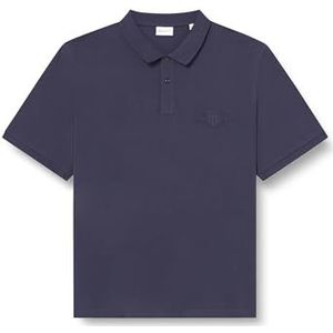 GANT Reg Tonal Shield Ss Poloshirt voor heren, evening blue, 4XL