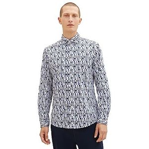 TOM TAILOR Regular fit stretch overhemd met patroon voor heren, 32326-off White Sea Green Design, XXL