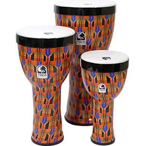 TOCA Nesting Drums Set van 3 Freestyle II (Weerbestendige PVC trommels, voor binnen & buiten, ruimtebesparend, lichtgewicht, voor muzikale opvoeding & therapie, diameter: 8""/10""/12""), Kente Cloth
