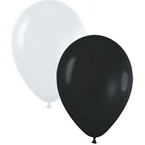 Ballonnen medium wit/zwart 18 stuks 23 cm