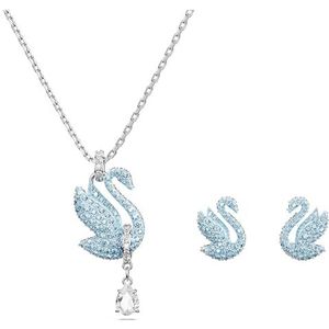 Swarovski Iconic Swan Set, Swan, Blauw, Rodium Toplaag