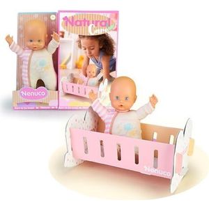 Nenuco - Ontwerpen in natuurlijke kleuren, inclusief kinderbed van karton, gemakkelijk te monteren, 25 cm grote babypop en zacht lichaam. (NFN81000)
