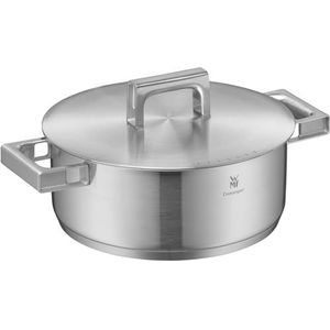 WMF Ultimate Cool Kookpan, klein, 24 cm, roestvrijstalen deksel, braadpan, 4,1 l, Cromargan mat roestvrij staal, warmtereducerende handgrepen, inductiepan met schaalverdeling aan de binnenkant,