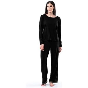 Fruit of the Loom Damespyjamaset met lange mouwen, 2-delig, zwart, groot