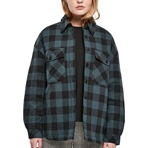 Urban Classics Dames Flanel Gewatteerde Overhemd Jas, jasper/zwart, XXL