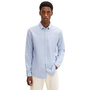 TOM TAILOR Mannen Slim fit overhemd met structuur 1023881, 24183 - Light Blue White Structure, L