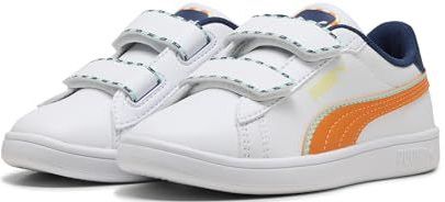 PUMA Smash 3.0 Playdate sneakers voor Dames, Wit/Oranje, Maat 27,5