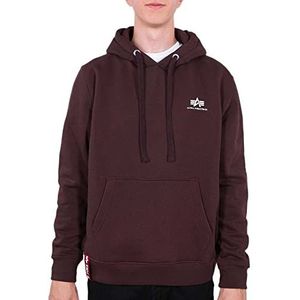 ALPHA INDUSTRIES Heren Basic Hoody Small Logo Hooded Sweater Hoodie, Deep Maroon, XS