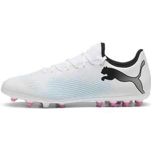 PUMA Heren Future 7 Play Mg Voetbalschoen, Puma White PUMA Black Poison Pink, 46 EU