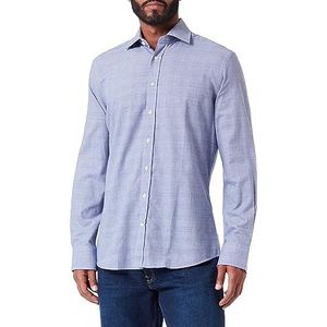 Hackett London Heren Strch Flannel Glen CK Shirt, blauw/wit, 41