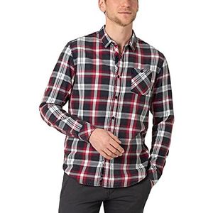 Timezone Heren Effect Weave Check Shirt Shirt, Rood Antraciet Check, 3XL