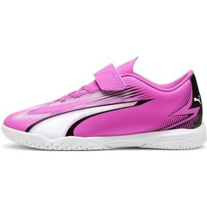 PUMA Ultra Play It V Jr voetbalschoen voor kinderen, uniseks, Poison Pink PUMA Wit PUMA Zwart, 38.5 EU