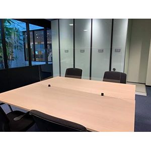 Jalema 7999847 – scheidingswanden voor bureau, transparant, met bankschroef voor bureau, 1400 x 650 mm, acryl 5 mm