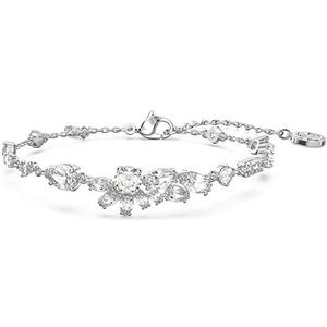 Swarovski Gema armband, Verschillende slijpvormen, Bloem, Wit, Rodium toplaag