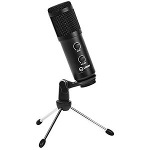 Lorgar LRG-CMT313 Pro Audio Condensator USB Microfoon Soner - Streaming, Podcasting, Opnamemicrofoon met statief Volume Echo-knop - Compatibel met Mac, Windows, Android, Sony Playstation (zwart)