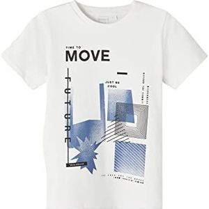 NAME IT Boy's NKMTOTO SS TOP Box shirt met korte mouwen, White Alyssum/Print: Bijou Blue, 116, Wit Alyssum/Print: bijou Blauw, 116 cm