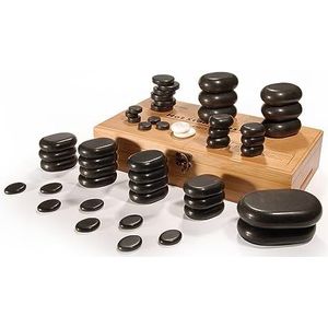 Master Massage Professionele Hot Stone Set voor Lichaamsmassage met Bamboe Doos, 50st