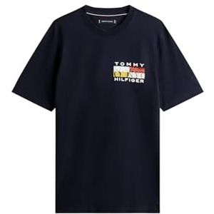 Tommy Hilfiger - Kleurenvlag T-shirt - Korte Mouwen - 100% Regeneratief Katoen