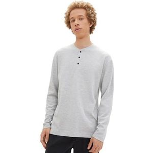 TOM TAILOR Denim T-shirt met lange mouwen voor heren, 15398 - Light Stone Grey Melange, M