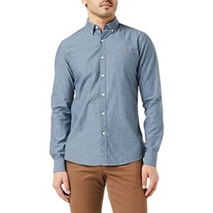 Farah Steen Slim Fit overhemd van geborsteld katoen voor heren, Blauw, S