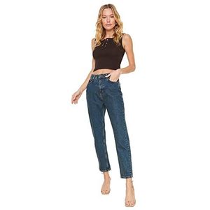 Trendyol Mom Jeans voor dames, hoge taille, Marine., 32 NL