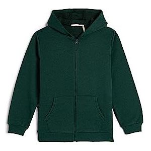 Koton Boys Zip Hooded Sweatshirt Basic Kangaroo Pocket Brushed Interior, groen (824), 6-7 jaar