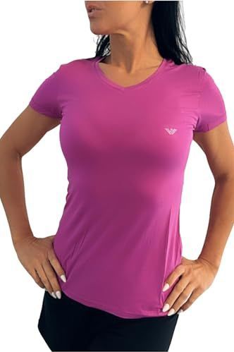 Emporio Armani - T-shirt - Roze - V-hals - Korte Mouw