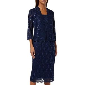Gina Bacconi Kanten midi-Lengte Jasjurk, Navy, 12, marineblauw, 38