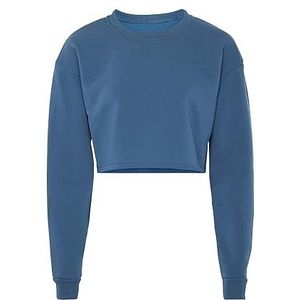 Sidona Sweatshirt met lange mouwen voor dames van 100% polyester met ronde hals DENIMBLAUW, maat XS, denimblauw, XS