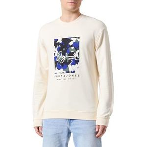 Jack & Jones Joraruba AOP Branding Sweat Crew Neck, Botercrème., L