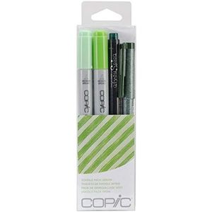COPIC ""Doodle Pack Red"", set van 4 in kleur gecoördineerde groene markers, bestaande uit 2 Ciao Markers, 1 Multi Liner en 1 Glitter Pen.