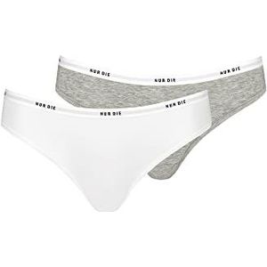 Nur Die Soft Slip 2-pack van katoen meerkleurig sportieve onderbroeken dames, grijs/wit, 36/38 NL