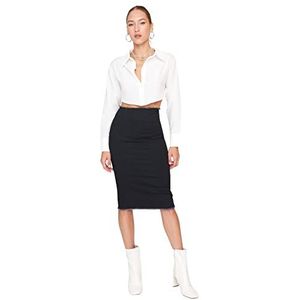 Trendyol Dames Black Tip Tassels Denim Skirt, 34