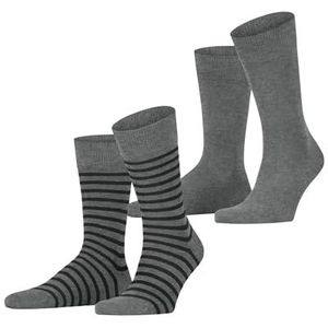 Esprit - Fine Stripe - Huissokken - Grijs - 2-Pack van Organisch Katoen